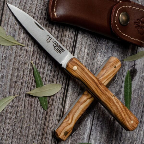Cudeman 3.5" Olive Wood Stiletto Pocket Knife - Image 2