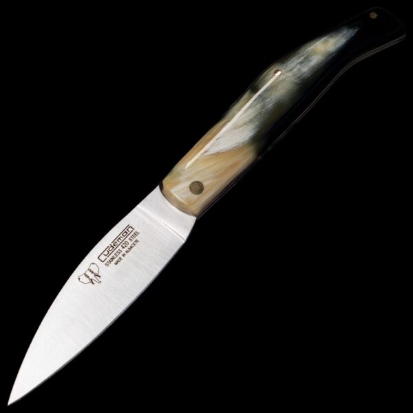 Cudeman Drop Point Pocket Knife with Sheath - Bull Horn