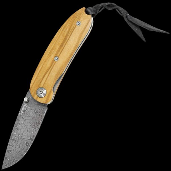 lionSTEEL Mini Damascus Heinsgringla Olive wood handle, wood box