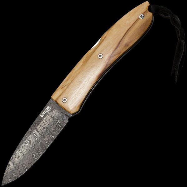 lionSTEEL Opera Damascus Heinsgringla Olive wood Handle, wood box