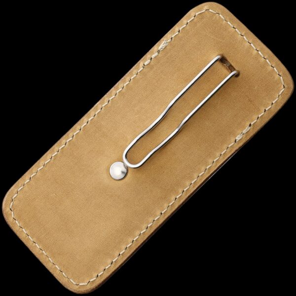 lionSTEEL Leather vertical sheath with CLIP - SAND Color - Image 2