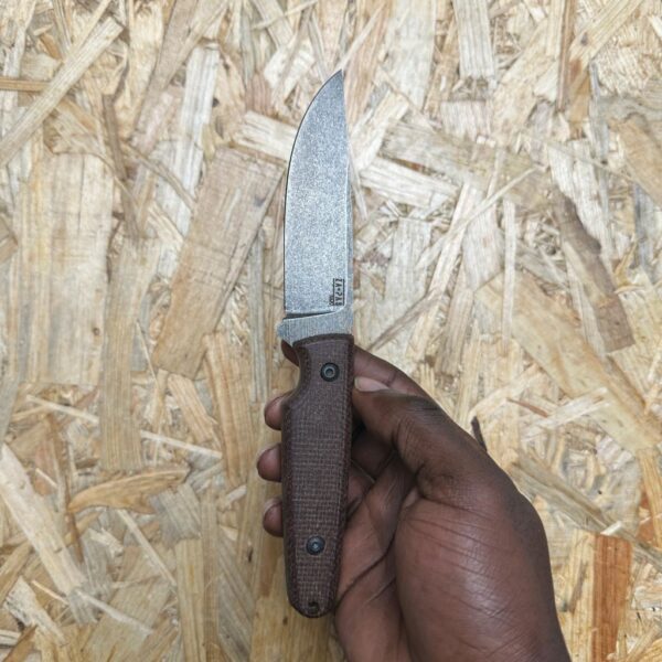 ZA-PAS Handie, Stonewash Blade & Brown Micarta Handle - Image 2