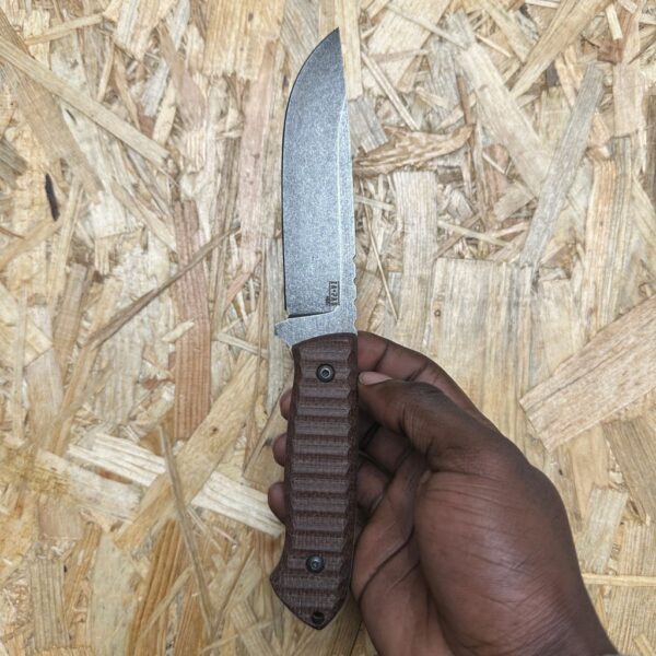 ZA-PAS Ultra Outdoor Toxic, Stonewash Blade & Brown Micarta Handle - Image 2
