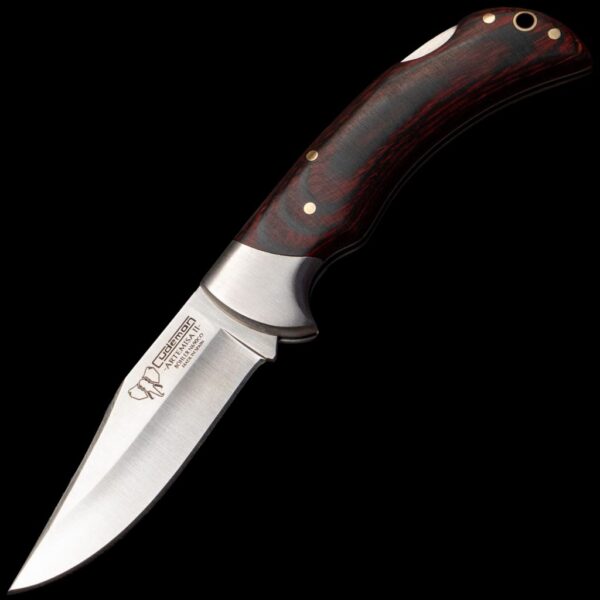 Cudeman Pakkawood Clip Point Folder with Leather Pouch