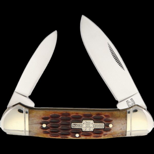 Rough Ryder Amber Jigged Bone Canoe Folding Knife