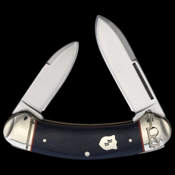 Rough Ryder Faded Blue Jeans Bow Canoe Folding Knife