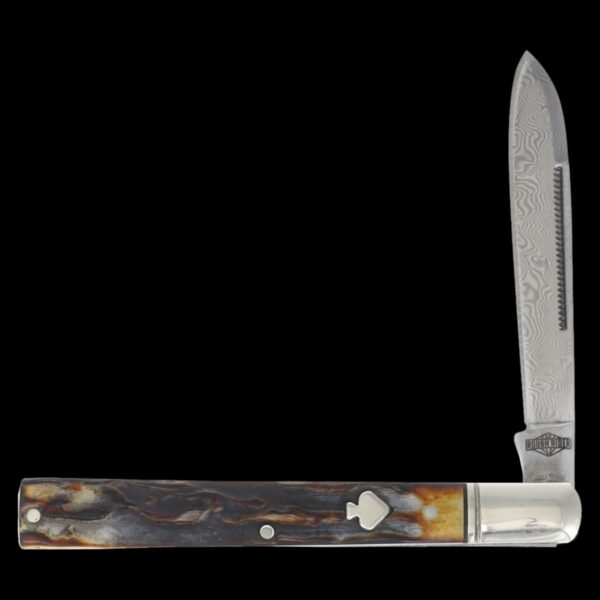 Rough Ryder Cinnamon Bone Damascus Doctor's Knife - Image 2