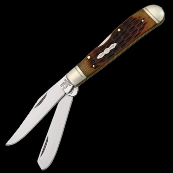 Rough Ryder Lockback Trapper Amber Bone