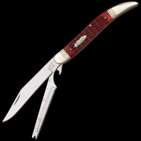 Rough Ryder Red Jigged Bone Folding Fish Knife