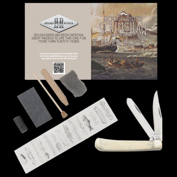 Rough Ryder Scrimshaw Trapper Folding Knife and Kit