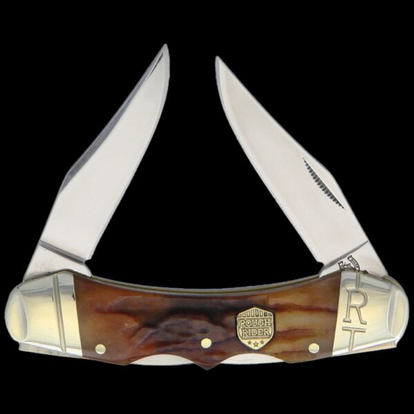 Rough Ryder Double Lockback Brown Stag Bone