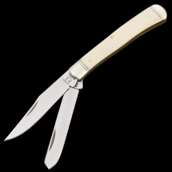 Rough Ryder Trapper Folding Knife White Bone