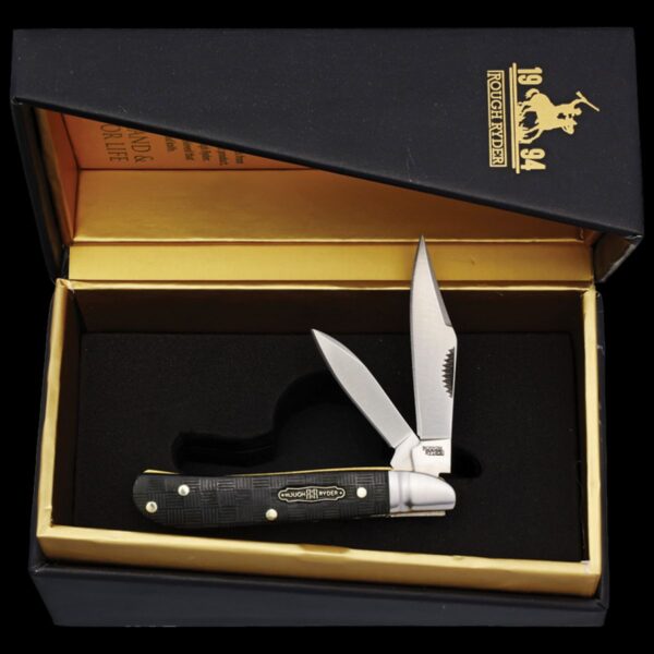 Rough Ryder Black Reserve Peanut Folding Knife - Pakkawood - Image 2