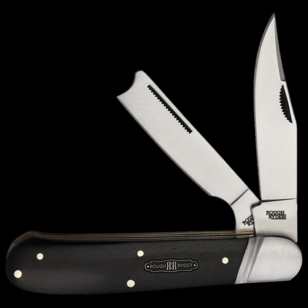 Rough Ryder Black Reserve One-Arm Razor Folding Knife - Bone