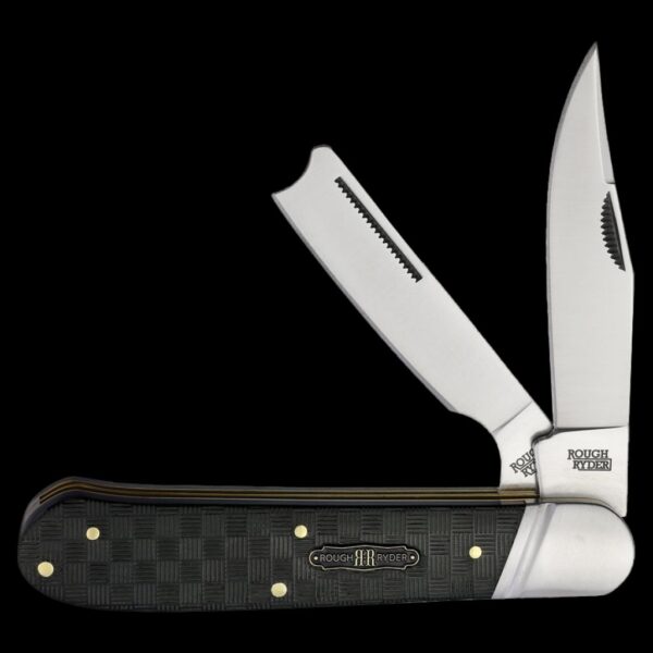 Rough Ryder Black Reserve One-Arm Razor Folding Knife - Pakkawood