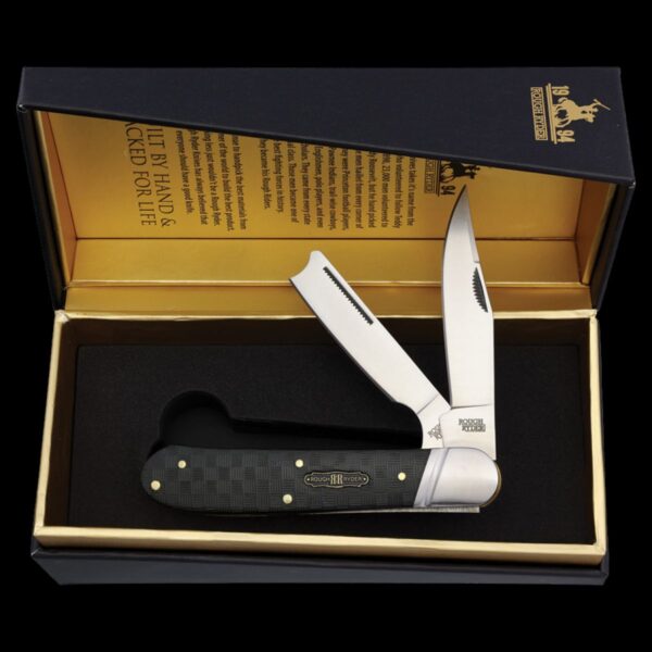 Rough Ryder Black Reserve One-Arm Razor Folding Knife - Pakkawood - Image 2