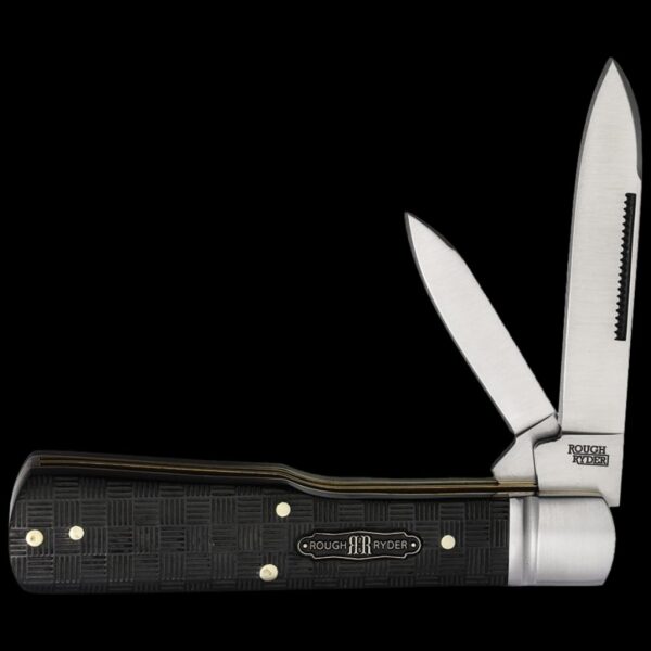 Rough Ryder Black Reserve Gunstock Folding Knife - Pakkawood