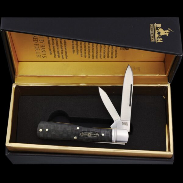 Rough Ryder Black Reserve Gunstock Folding Knife - Pakkawood - Image 2