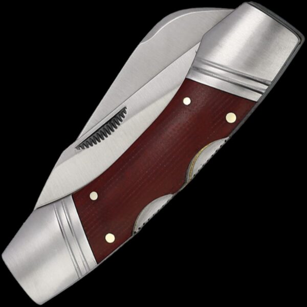Rough Ryder Chili Micarta Lockhorn Double Lockback Folding Knife - Image 2