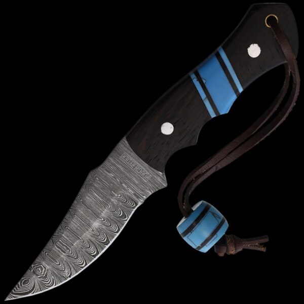 Rough Ryder Damascus Wenge Wood and Stonework Fixed Blade Knife