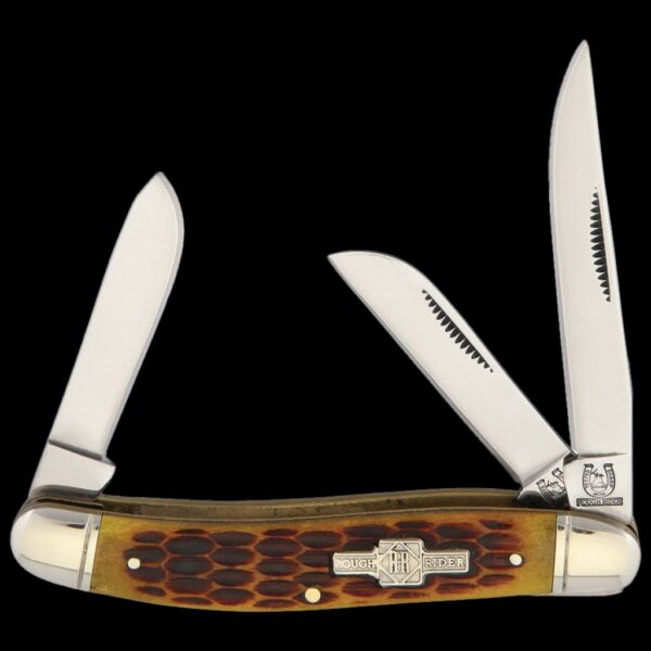 Rough Ryder Stockman Amber Bone