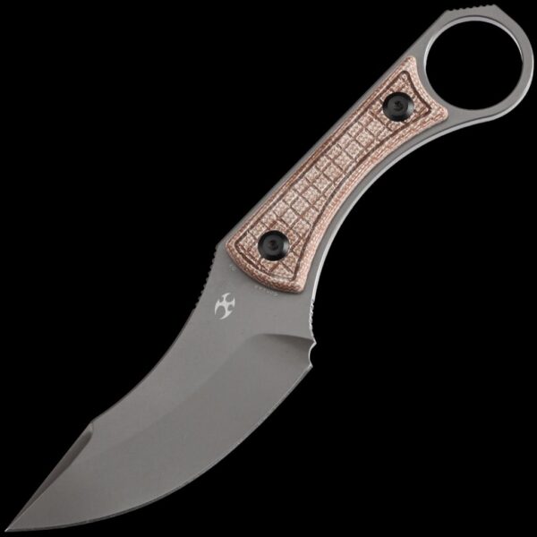 Kansept Niko - Brown Micarta Frag Pattern Handle (3.54" D2 Blade )