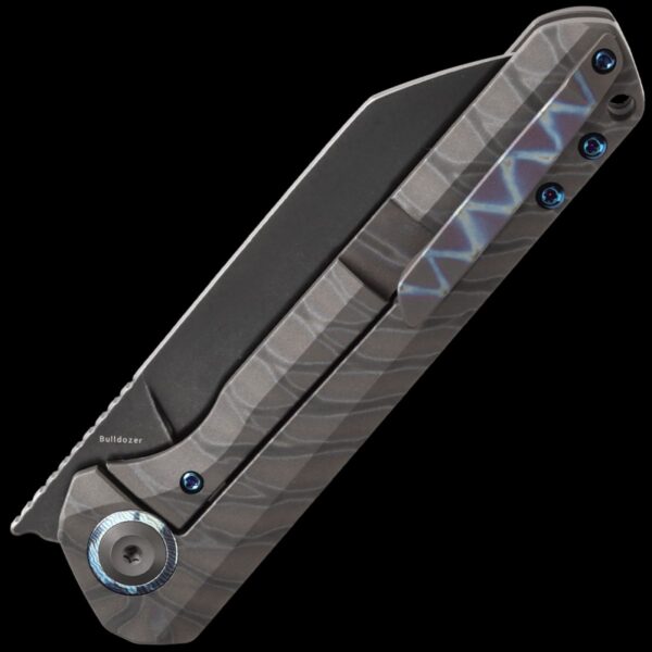 Kansept Bulldozer Tiger Stripe Flamed Titanium Handle (3.56" CPM-20CV Blade) - Image 2