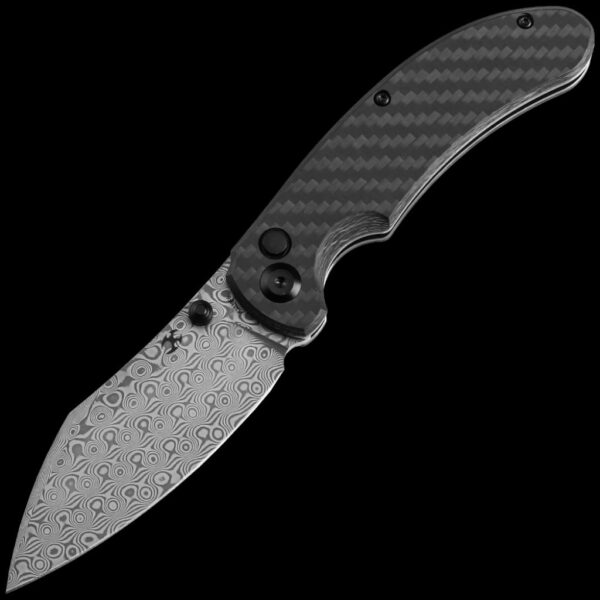 Kansept Nesstreet Button Lock - Damascus/Carbon Fiber