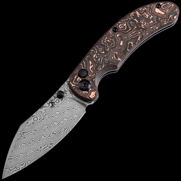 Kansept Nesstreet Button Lock - Damascus/Copper Carbon Fiber