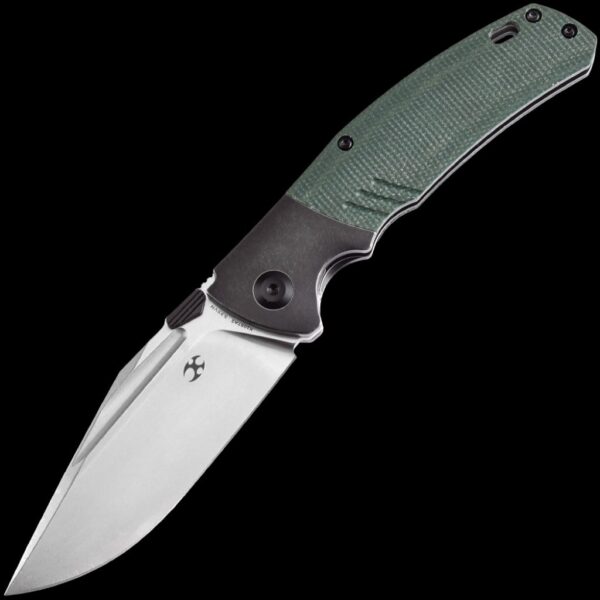 Kansept Hinterland - Blackwash Titanium/Green Micarta Handle