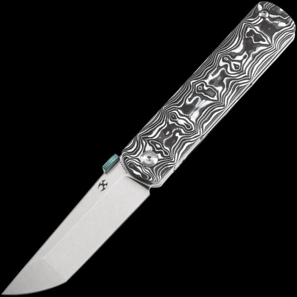 Kansept BTF Folding Knife - Black & White Nebula Carbon Fiber