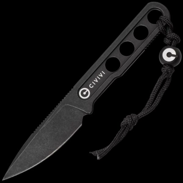 Civivi Circulus Fixed Blade Neck Knife (2" Black Stonewash)