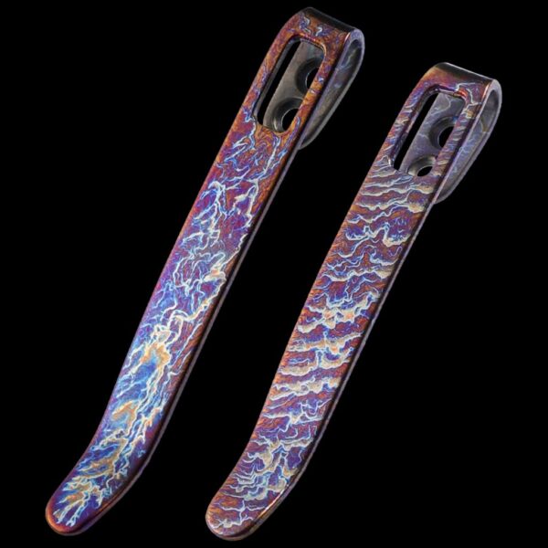 Civivi 2PCS Flamed Titanium Pocket Clips, NO Screws Included, 50MM 55MM Clip with Recessed Screw Hole