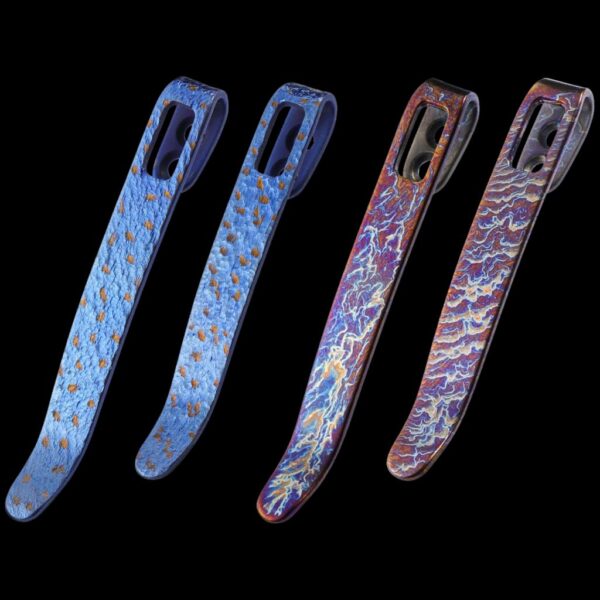 Civivi 4PCS Flamed Titanium Pocket Clips, NO Screws Included, 50MM 55MM Clip with Recessed Screw Hole