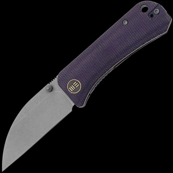 We Knife Banter Wharncliffe - Purple Canvas Micarta