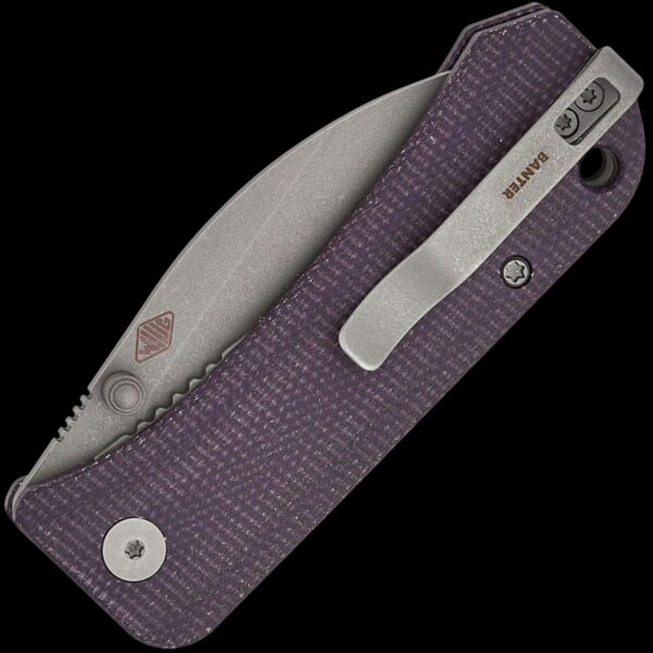 We Knife Banter Wharncliffe - Purple Canvas Micarta - Image 2