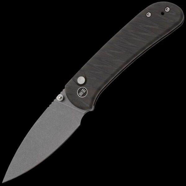 We Knife Qubit Tiger Stripe Flamed Titanium Handles