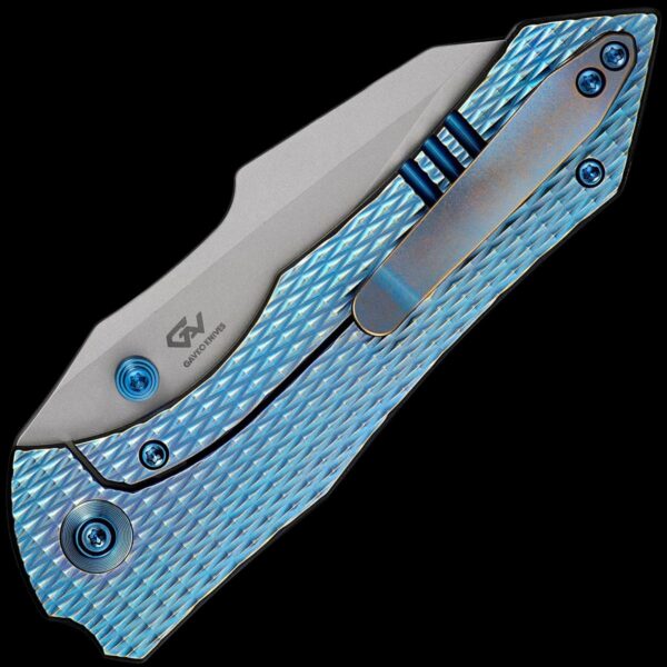 We Knife High-Fin XL Blue Titanium/Stonewashed CPM 20CV - Image 2