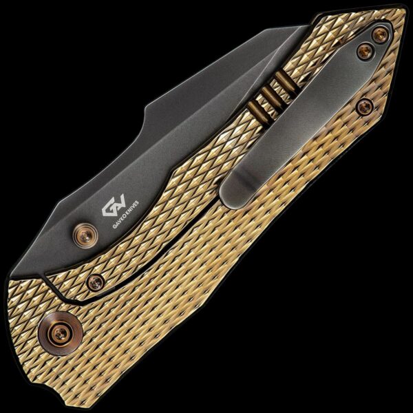 We Knife High-Fin XL Gold Titanium/Grey CPM 20CV - Image 2