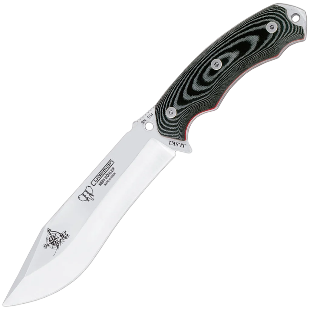 Cudeman JJSK-2 Survival Knife Black w/Leather Sheath