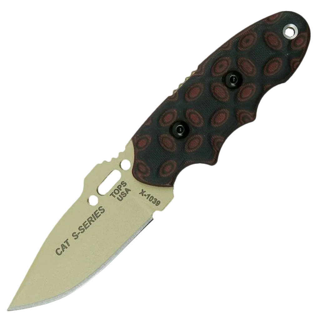 TOPS CAT #200 S-Series Coyote Tan with Red/Black Rocky Mnt Handles