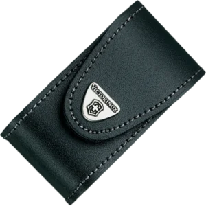 Victorinox Black Leather Belt Pouch with Hook-and-Loop Fastener