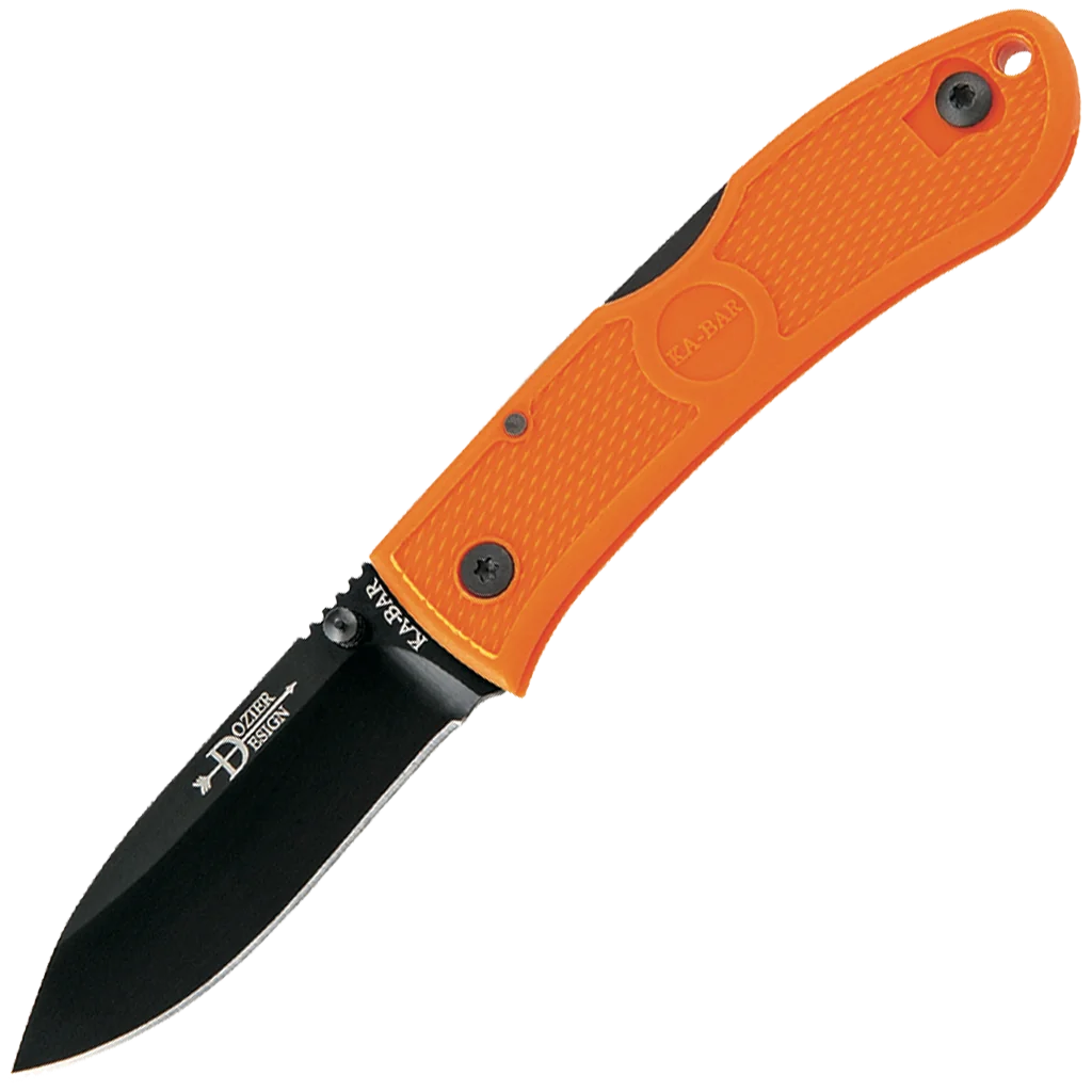 KA-BAR Dozier Folding Hunter-Blaze Orange-Black Clip, Str