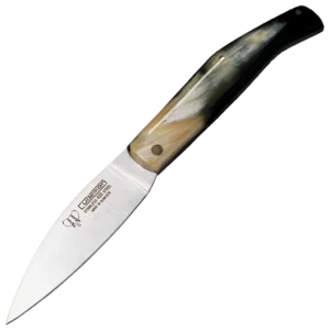 Cudeman Drop Point Pocket Knife with Sheath - Bull Horn