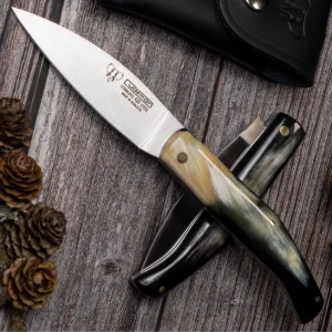 Alternative view of Cudeman Drop Point Pocket Knife with Sheath - Bull Horn