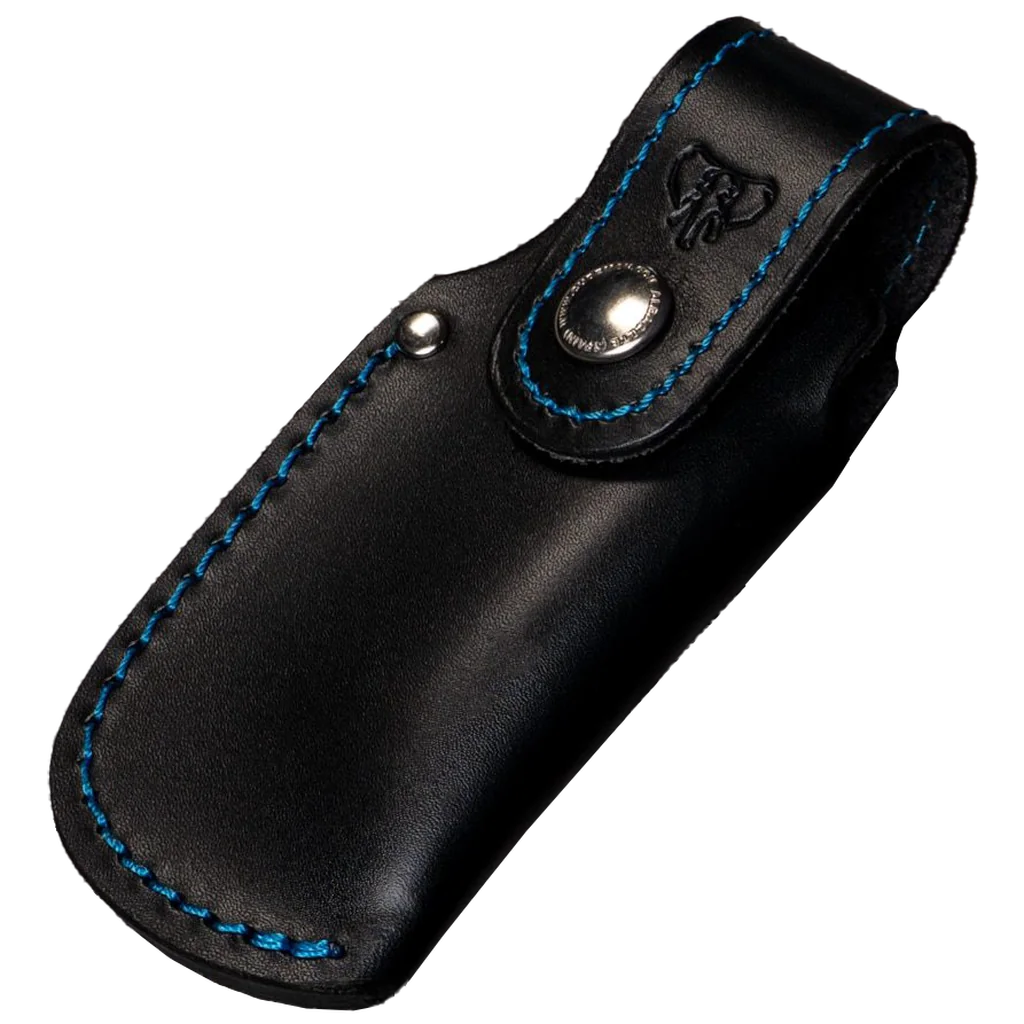 Cudeman Small Black Leather Sheath - Blue stitching