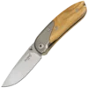 lionSTEEL MINI Olive wood handle and titanium Bolster, D2 blade, with clip
