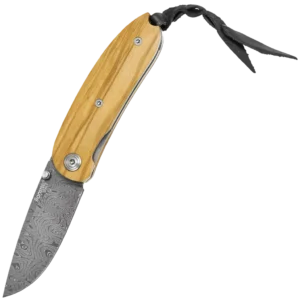 lionSTEEL Mini Damascus Heinsgringla Olive wood handle, wood box