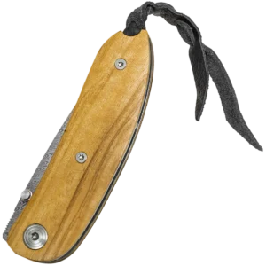 Alternative view of lionSTEEL Mini Damascus Heinsgringla Olive wood handle, wood box