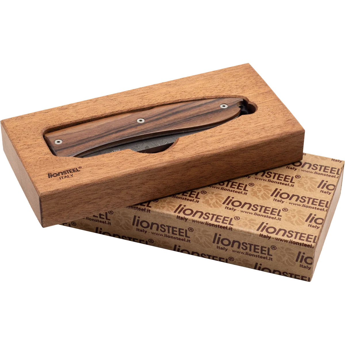 lionSTEEL Opera Damascus Heinsgringla Santos wood Handle, wood box - Image 2